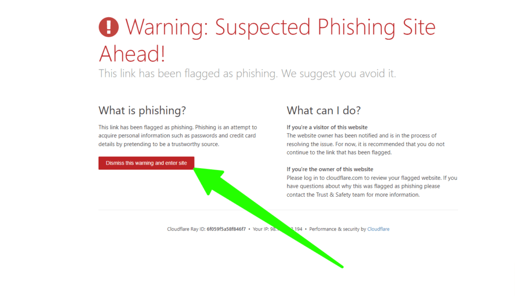 Truy cập website khi bị “Warning: Suspected Phishing Site Ahead”